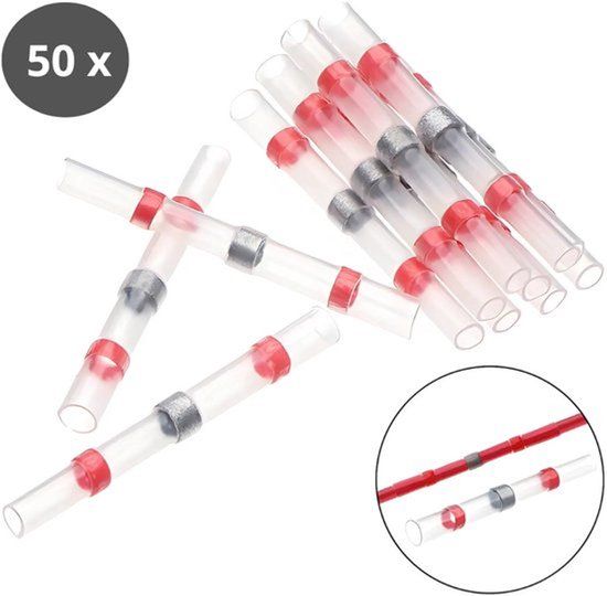 Enzo Bol 50 stuks Soldeerhulzen - Waterdicht - AWG 22-18 Rood