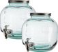 Decoris Drankdispenser/limonadetap - 2x - gerecycled glas - 6L