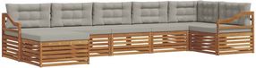 vidaXL Hoek loungeset 7-delig Acaciahout Naturel et Gris Clair