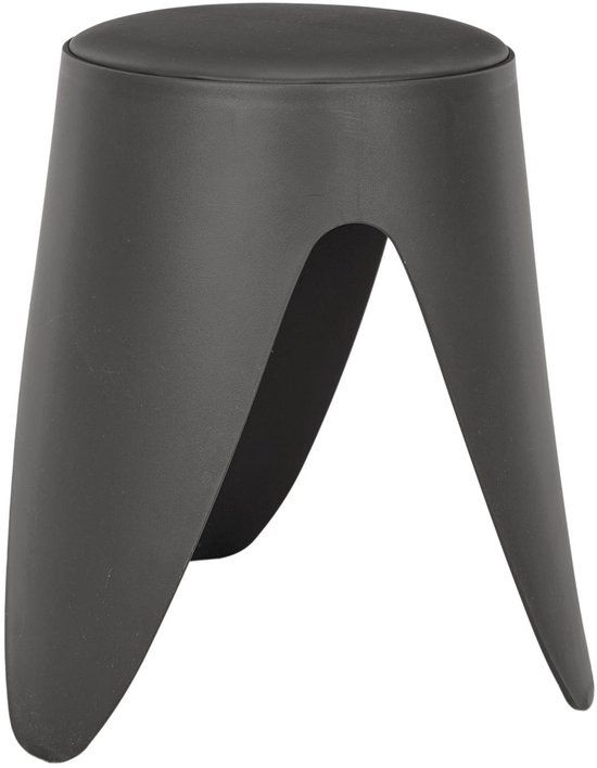 Home Deco Factory Stapelbaar zit krukje Gala - kunststof - antraciet - D30 x H46 cm