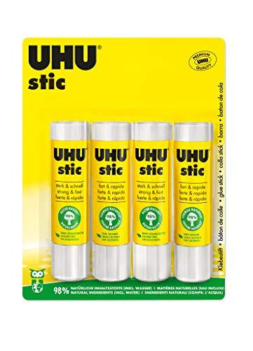 UHU Stic, de bewezen lijmstift - plakt sterk, snel en duurzaam, 4 x 21 g