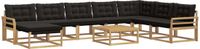 vidaXL - Hoek loungeset - 8 zitplekken - Wit en zwart - Massief Acacia Hout
