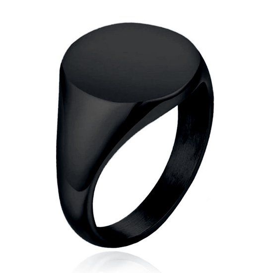 Cilla Jewels Lookinggoodtoday Zwarte Dames Zegelring van Edelstaal-20mm