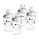 Tommee Tippee Closer to Nature Babyflessen, borstachtige zuiger met anti-koliekventiel, 340 ml, 4 stuks