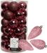 Bellatio Decorations Kerstballen en Dennenappel Ornamenten - 43x stuks - kunststof - lippenstift roze - 6 cm 8 cm