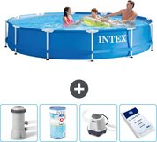 Intex Metal Frame Zwembad - 366 x 76 cm - Blauw - Inclusief Filterpomp