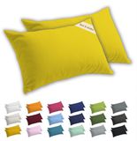 Lavea® Kussenslopen 50x70 cm Set van 2 – Kussenhoezen van 100% Zachte en Ademende Jersey Katoen met YKK Ritssluiting – Zonnegeel