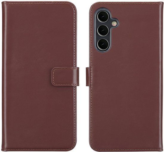 Selencia Echt Leren Bookcase voor Samsung Galaxy A16 Donkerbruin