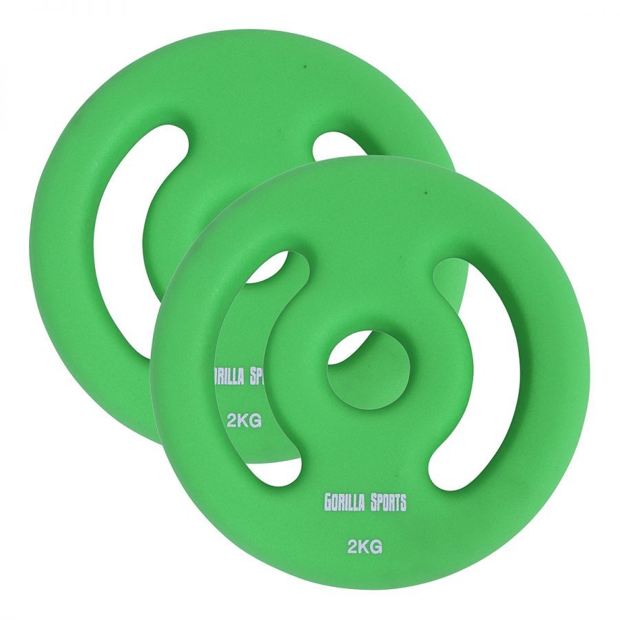 Vinyl halter schijven set 2 x 2 kg - Groen