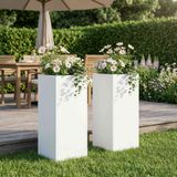 VidaXL Plantenbak 2 st wit 20 x 20 x 40 cm koudgewalst staal