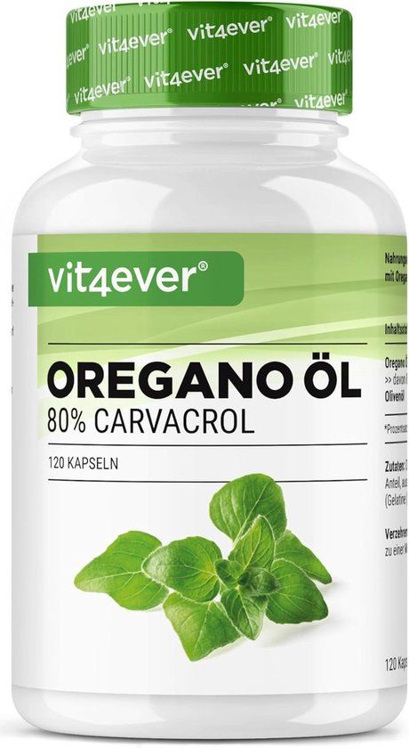 Vit4ever Oregano Olie - 120 Capsules met 150 mg - Premium: 80% Carvacrol & 10-voudig geconcentreerd - 100% Oregano Olie uit Frankrijk - Origanum vulgare - Hoog Gedoseerd