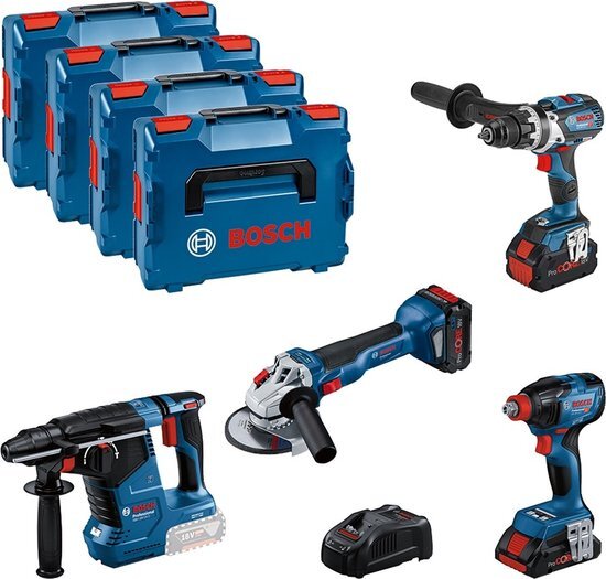 Bosch Professional Accu Toolkit 4-delig 18V GSR+GDX+GWS+GBH in L-Boxx - 0615990N32