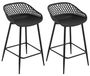 Set de 2 tabourets de bar en plastique - avec dossier creux - repose-pieds - cadre en métal - non rembourré - noir - 48,5 x 47 x 84,5 cm