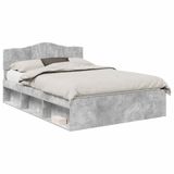 vidaXL Bedframe with Headboard Concrete 140 x 200 cm Solid Pine Wood