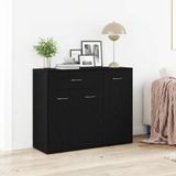 vidaXL Dressoir - Zwart - Eiken - 88x30x70 cm - Engineered Wood