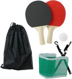 HOME DECO FACTORY CMP Tafeltennis setje - 2 bats en 2 ballen - incl. net - hout/kunststof - compleet set - pingpong