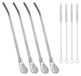 Elzusha - Lot de 4 passoires tressées en acier inoxydable, avec 4 brosses de nettoyage