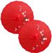 Merkloos Aziatische Chinese decoratie paraplu - 2x - rood - Lengte 41 cm - Dia 56 cm