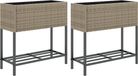 vidaXL Plantenbakken met schap 2 st 70x28x70 poly rattan grijs