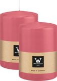 Wiedemann bougie cylindrique/bougie pilier grande - 2x - rose - 15 x 10 cm - 113 heures de combustion - bougies pilier