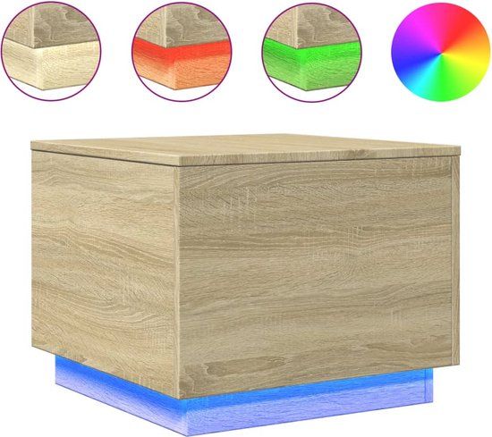 vidaXL Salontafel met LED-verlichting 50x50x40 cm sonoma eiken
