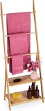 Relaxdays handdoekenrek - 3 stangen - 2 planken - 134 x 53 x 31,5 cm - bamboe - badkamer