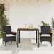 Prolenta Maison Exclusive - 3-delige tuinsets met eettafel en kussens, zwart polyrotan en acaciahout
