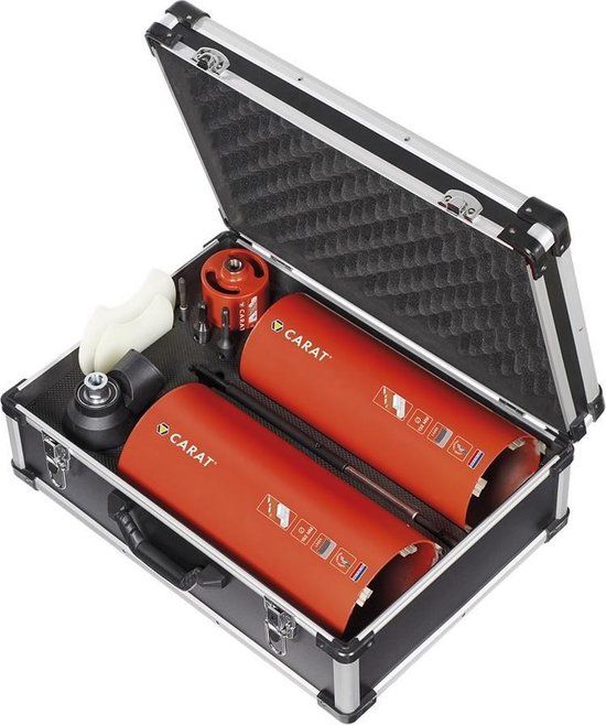 Carat DROOGBOORSET Ø82-132-162+DUSTEC+ADAPTERS+ALU KOFFER