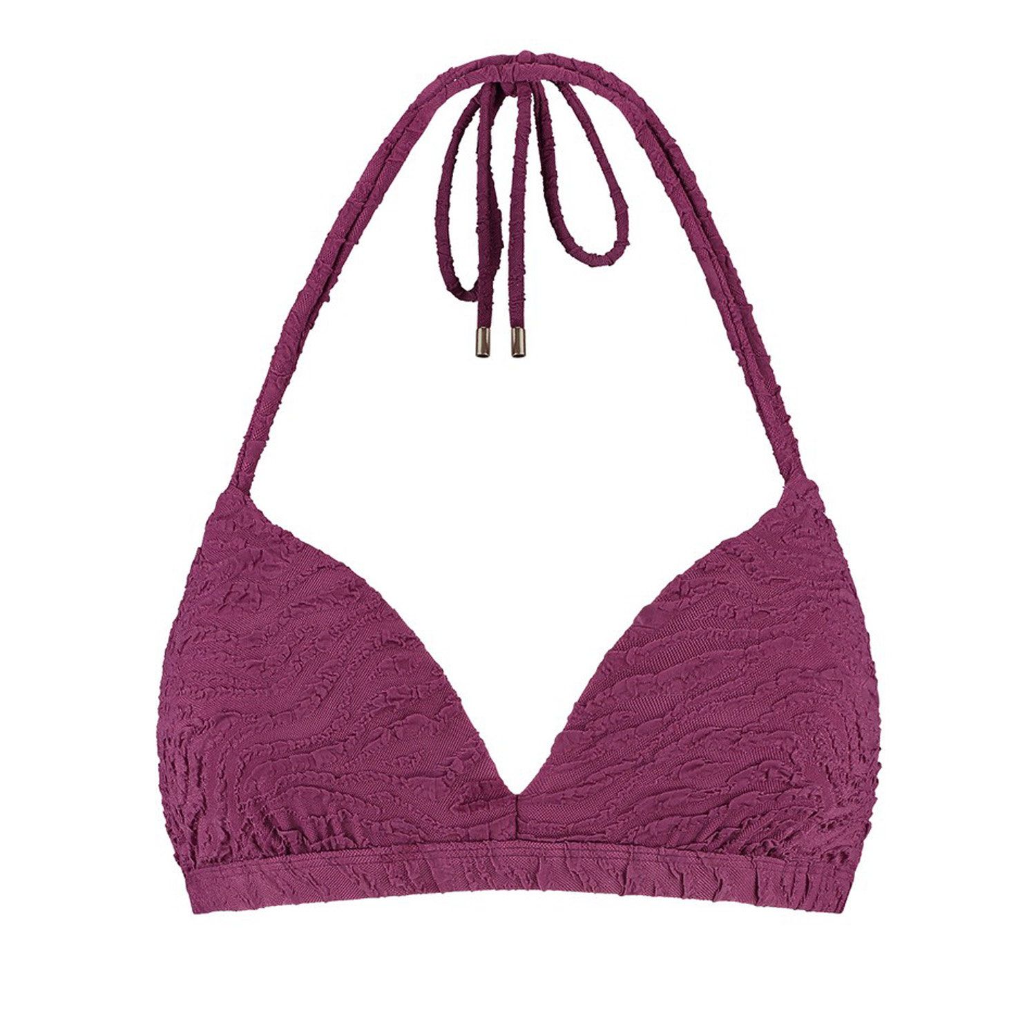 Beachlife voorgevormde halter bikinitop met textuur donkerpaars