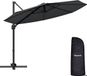 LifeGoods Zweefparasol - 6 Standen - 360° Draaibaar - Rond Ø295 cm - Inclusief Beschermhoes - Antraciet
