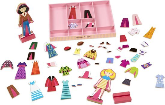 MELISSA & DOUG Magnetische houten aankleedpoppen Abby & Emma - Poppen