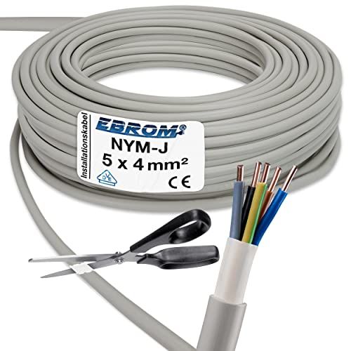 EBROM NYM-J 5x4 mm² Mantelkabel - Grijs - Per 5 meter
