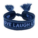 Engelsrufer Damen Armband schwarz blau LOVE LAUGH LIVE Stickerei Kordelverschluss größenverstellbar