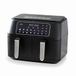 Lacor - 69508 - DuploAir Friteuse zonder olie, Air Fryer met touchscreen, dubbele mand, 11 programma's, 9L, 2400W