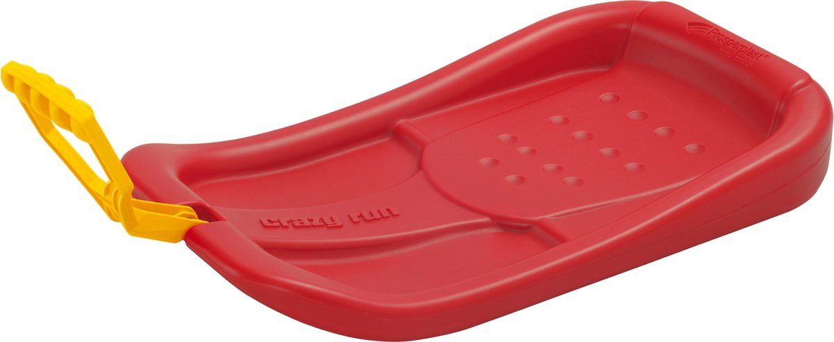 Prosperplast Kunststof sneeuw slee met handvat voor kinderen 58 cm rood - Kinderslee