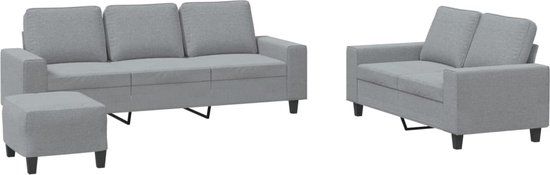 vidaXL 3-delige Loungeset stof lichtgrijs