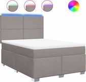vidaXL Boxspring met matras stof taupe 140x200 cm