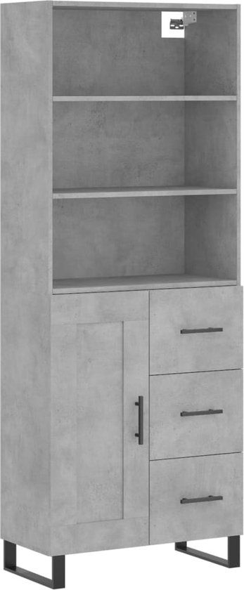 vidaXL Hoge Kast 69,5x34x180 cm Bewerkt Hout Betongrijs