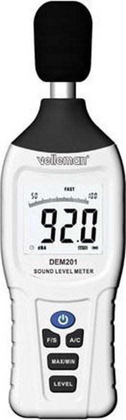 Velleman DEM201 Geluidsniveaumeter - 30 dB - 130 dB - LCD - Automatische uitschakeling