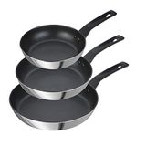 Prestige 9 x hardere roestvrijstalen koekenpanset, anti-aanbaklaag, inductie koekenpan, set van 3, 21/25/29 cm met krasbestendige antiaanbaklaag, koel blijven handgrepen, vaatwasmachinebestendig