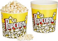 Merkloos / Sans marque Relaxdays popcorn bakjes - 6 stuks - plastic - 2,8 l - herbruikbaar - retro - geel
