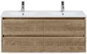 BES LED Dante Badmeubelset 120 cm - Natuur Eiken - Keramische Wastafel Wit Enjoy