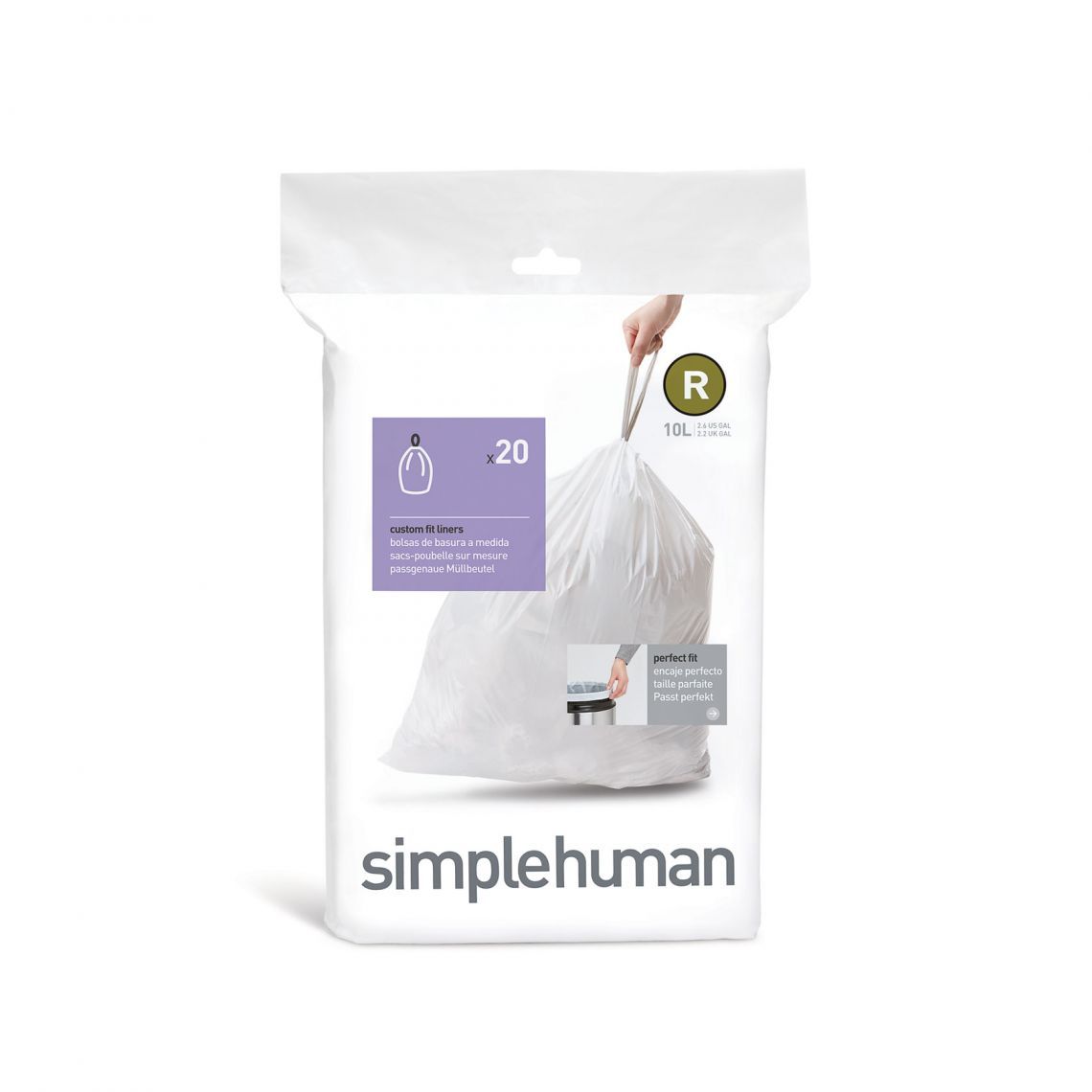 simplehuman CW0201 Afvalzakken - 10,0 liter - wit - 20 stuks