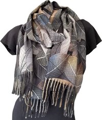 Lange Warme Sjaal - 2-Zijdig - Effen/Print - Zwart - 180 x 70 cm (H06)