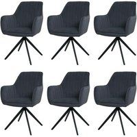 HWC-L79 Set van 6 eetkamerstoelen, keukenstoelen met armleuningen, draaibare auto positie, stof/textiel, antraciet