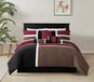 Bordeaux, Noir et Marron Patchwork Matelassé 7 Pièces Ensemble de Literie Taille Queen