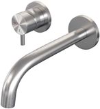 Brauer Brushed Edition Inbouw Wastafelmengkraan met Gebogen Uitloop en Rozetten Model B2 RVS Geborsteld PVD