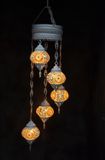 Halay Hanglamp multicolour zilver glas mozaïek 5 bollen Turkse Oosterse Crèmewit Marokkaanse kroonluchter