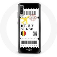 Maniacase Hoesje voor Samsung Galaxy A70 Vliegticket Brussel België