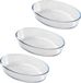 Chef Traiteur Plat ovale en verre borosilicaté - 3x - 0.75 Litre - 22 x 14 x 5 cm